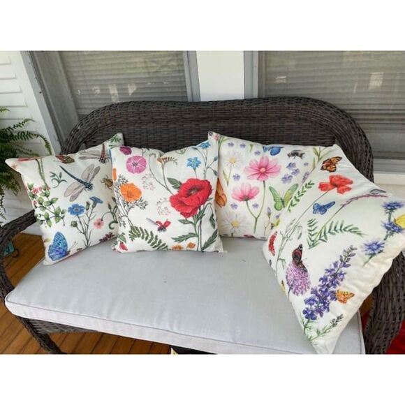 Other - Garden Porch Butterfly Flower Outside Decorative Throw Pillow Covers 4 Set 18x18